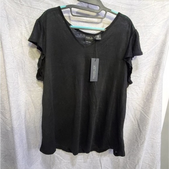 NEW flutter sleeve 100% linen shirt‎ plus size 1X new!! - Picture 4 of 6